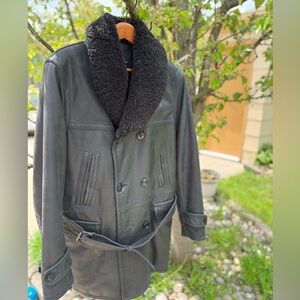 Banana Republic Shawl Collar leather cowhide Jacket Black Small